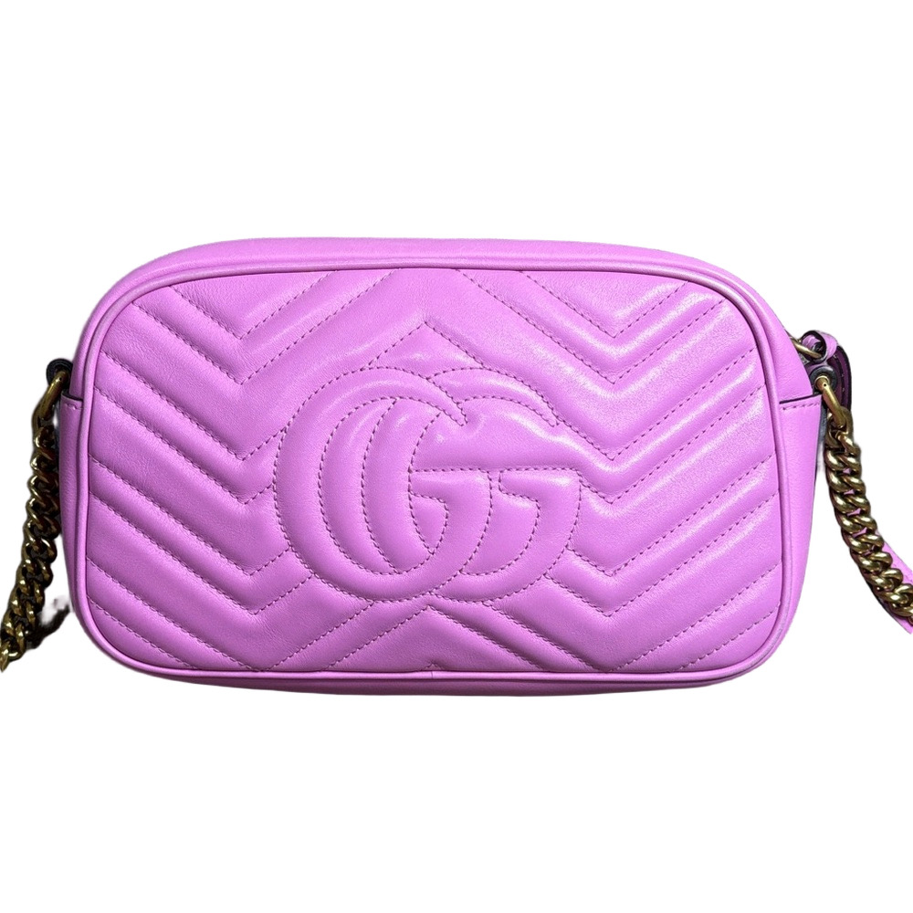 Gucci GG  Marmont Small  Matelassé Lavender Pink Leather Crossbody Authentic - Picture 3 of 11